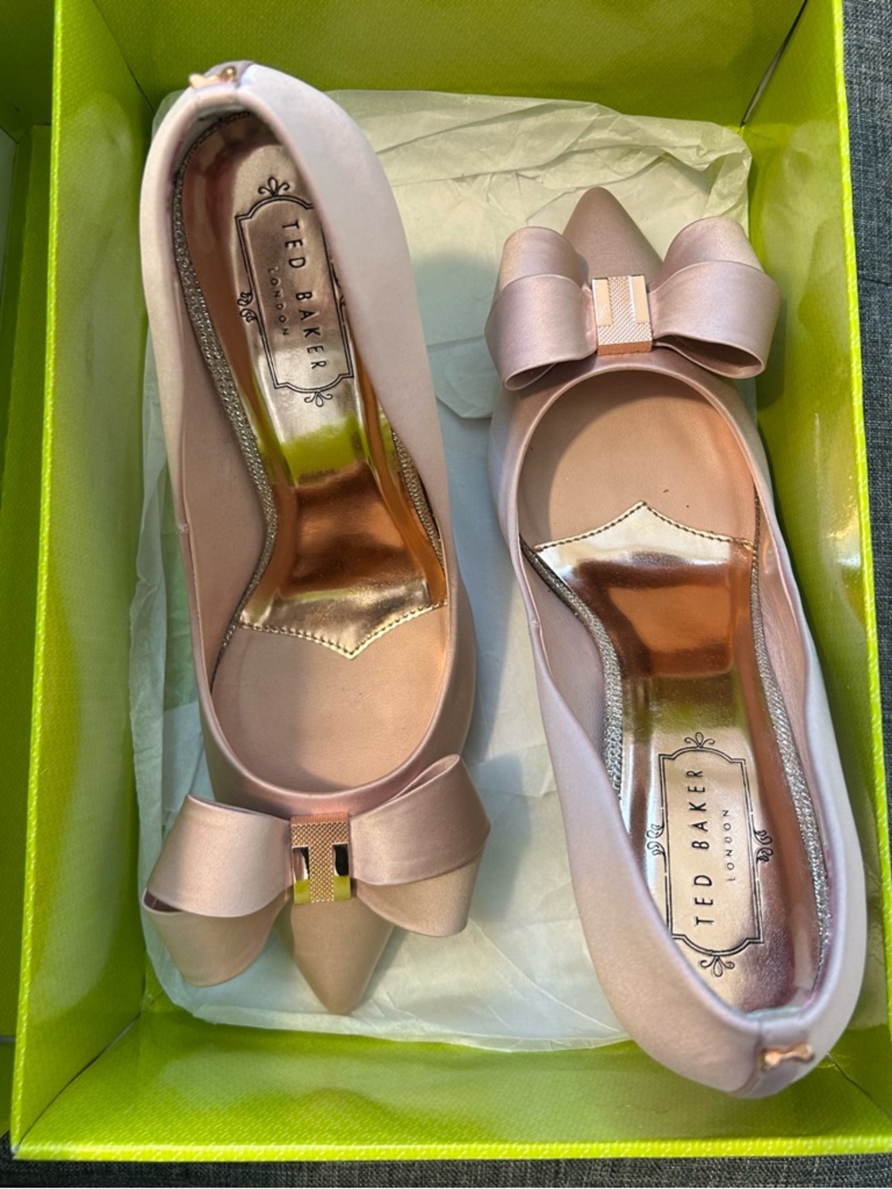 Ted Baker Blush Satin Pointed-Toe Bow Heels - Picture 7 of 8